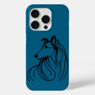 Coque iPhone 15 Pro Téléphone cellulaire Collie Line Art
