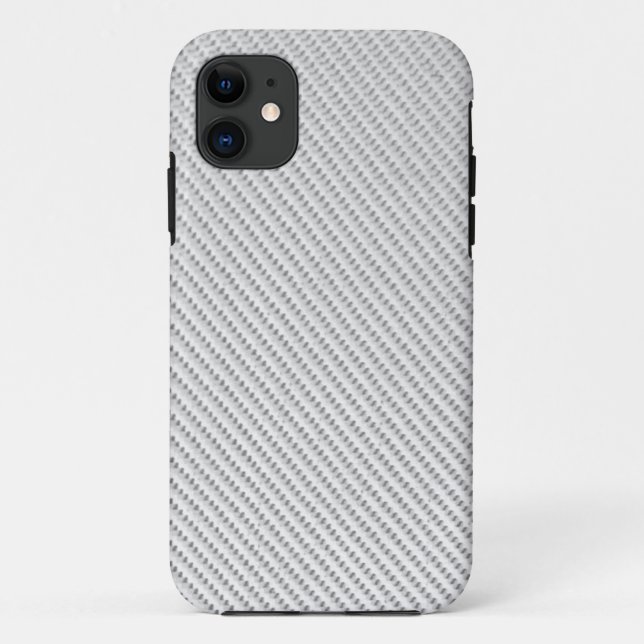 Coques Case-Mate iPhone Téléphone - Fibre de carbone - Blanc métallique (Dos)