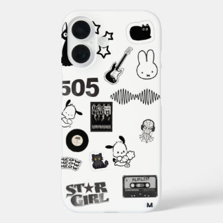 Coques iPhone 16 téléphone y2k noir et blanc