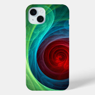 Coque iPhone 15 Mini Tempête rouge Floral Art moderne Abstrait Motif co