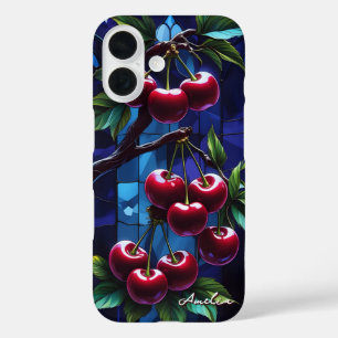 Coques iPhone 16 Tendance gothique en verre foncé cerise