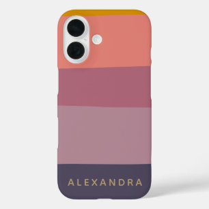 Coques iPhone 16 Terme Purple Stripes Nom personnalisé Moderne
