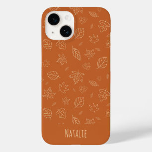 Coque Pour iPhone 14 Terre Brown Feuilles Motif