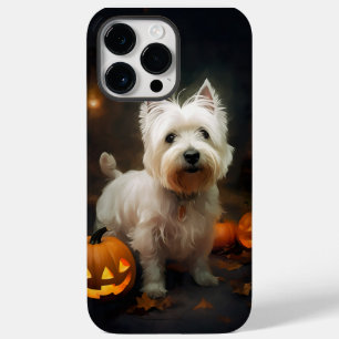 Coque Pour Pour iPhone 14 Pro Max Terrier West Highland White Halloween Citrouilles