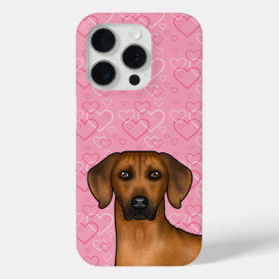 Coque iPhone 15 Pro Tête De Chien Rhodesian Ridgeback Sur Coeurs D'Amo