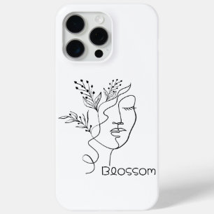 Coque iPhone 15 Pro Max Tête de femme en ligne artistique Blossom Élégante