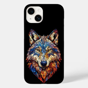 Coque Pour iPhone 14 Tête de loup en verre coloré