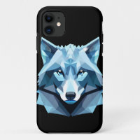 Tête de loup géométrique bleue