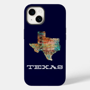 Coque Pour iPhone 14 Texas Map Rustic Bois Style sur Bleu