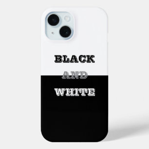 Coque Pour iPhone 15 Texte Blanc Gris Noir Et Couleurs Solides