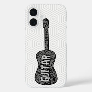 Coques iPhone 16 Texte des notes de musique de guitare