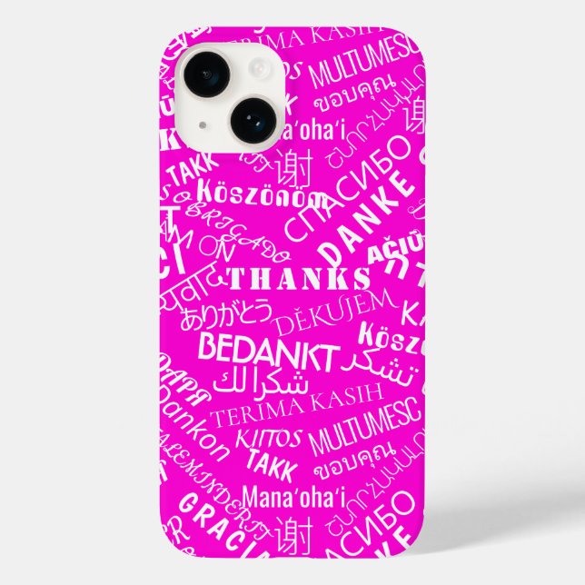 Coques Case-Mate iPhone Texte du Merci - texte multilangue - texte rose (Verso)
