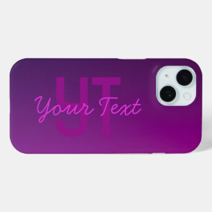 Coque Pour iPhone 15 Texte monogramme modifiable moderne & Ombre violet