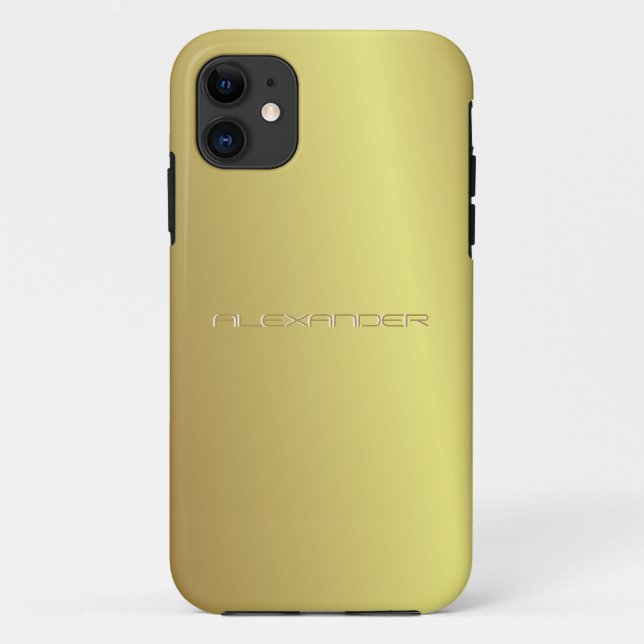 Coques Case-Mate iPhone Texte personnalisé Motif-métal or jaune (Dos)