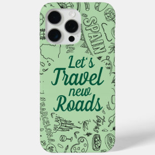 Coque iPhone 15 Pro Max Texte personnalisé Voyager Icône verte