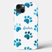 Texte Turquoise Blanc Empreinte de Patte Personnal