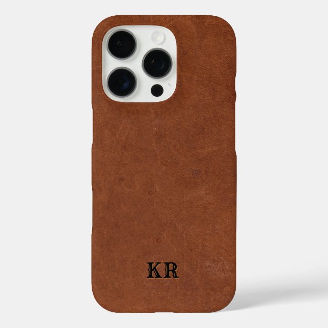 Coques Case-Mate iPhone Texture de cuir marron masculin (Verso)