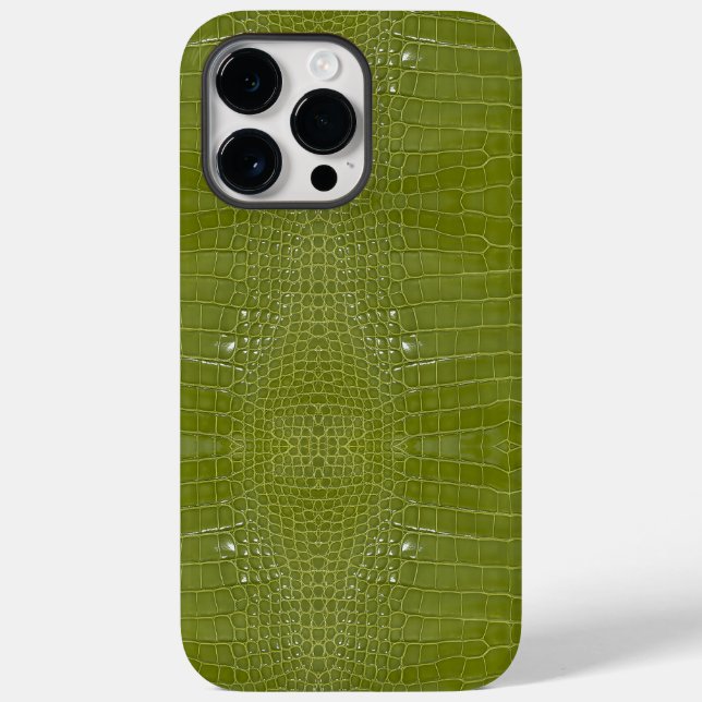 Coques Case-Mate iPhone Texture de l'alligator vert citron (Verso)