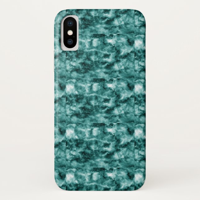 Coques Case-Mate iPhone Texture de marbre vert-foncé (Dos)