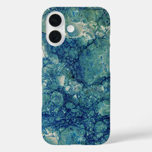 Coques iPhone 16 Texture de marbre vert Turquoise bleu