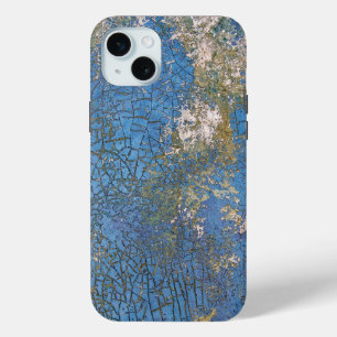 Coque iPhone 15 Mini Texture de peinture bleue détendue
