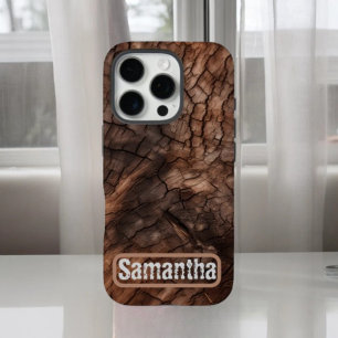 Coques iPhone 16 Pro Texture d'écorce d'arbre rustique personnalisée