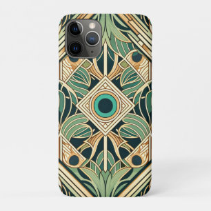 Case-Mate iPhone Case Texture des plumes abstraites or et vert paon