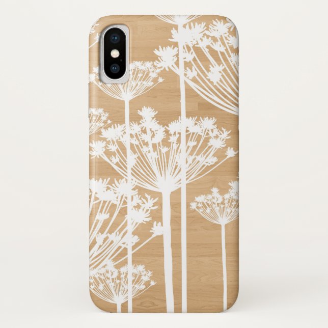 Coques Case-Mate iPhone Texture en bois rustique avec des pissenlits blanc (Dos)