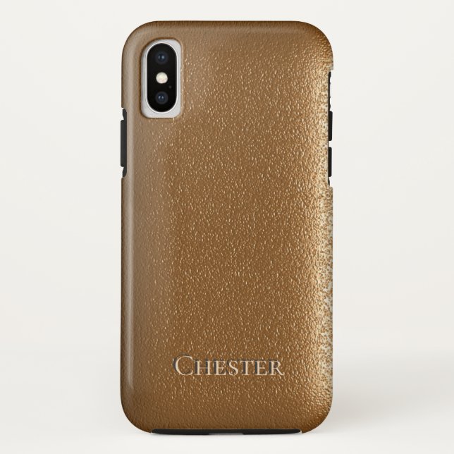 Coques Case-Mate iPhone Texture en Cuir Brown Personnalisée (Dos)