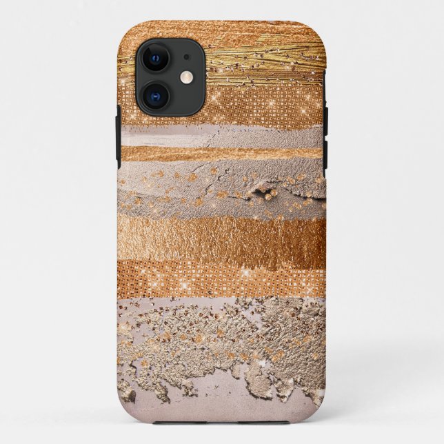 Coques Case-Mate iPhone Texture glamour de Copper Gold Strokes (Dos)