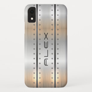 Case-Mate iPhone Case Texture métallique argentée géométrique masculine