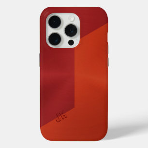 Coque iPhone 15 Pro Texture métallique rouge foncé et orange, Monogram