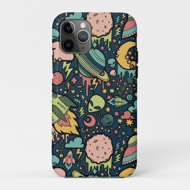 Coques Case-Mate iPhone Texture Motifs Aliens Rockets Space (Dos)