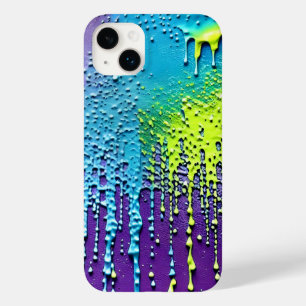Coque Pour iPhone 14 Plus Texture Peinture Neon violet vert bleu Confetti