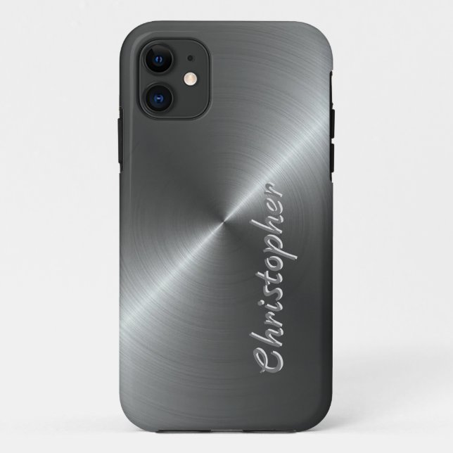 Coques Case-Mate iPhone Texture radiale en titane métallique personnalisé (Dos)