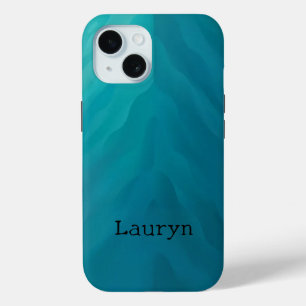 Coque Pour iPhone 15 texture turquoise en verre