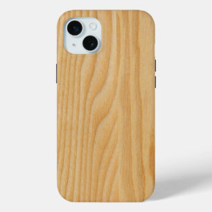 Coque iPhone 15 Mini textures en bois clair