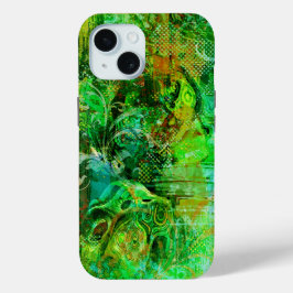 Coque Pour iPhone 15 Textures vertes complexes