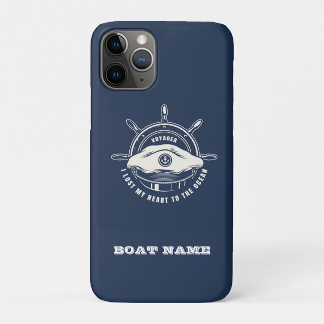 Coques Case-Mate iPhone Thème nautique Nom du bateau Marine Bleu (Dos)