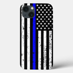iPhone 13 Coque Thin Blue Line Flag Case