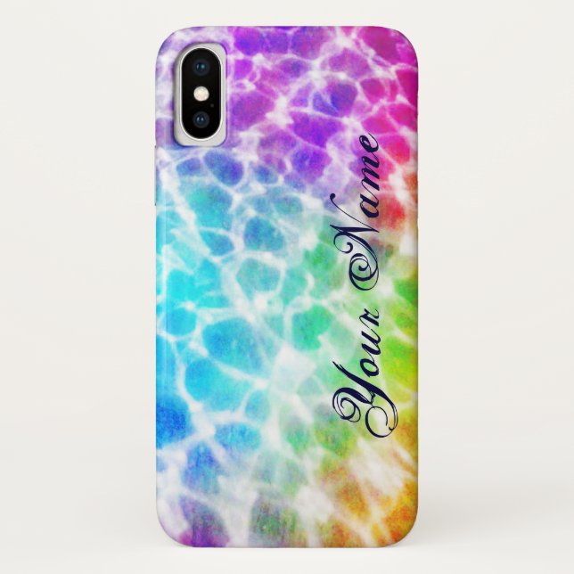 Coques Case-Mate iPhone Tiedye Hippie Wavy Rainbow Effet personnalisé (Dos)