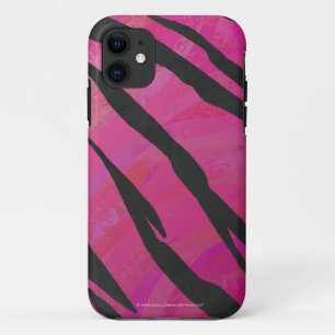 Coque iPhone 11 Tiger rose chaud et noir