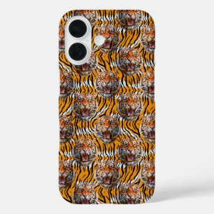 Coques iPhone 16 Tiger Tête Sur Tiger Skin Design Poster de animal