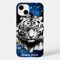 Tigre blanc avec étincelles bleues