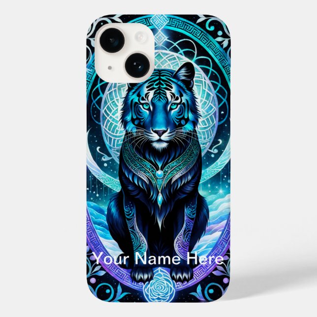 Coques Case-Mate iPhone Tigre brillant néon mystique et éthéré (Verso)