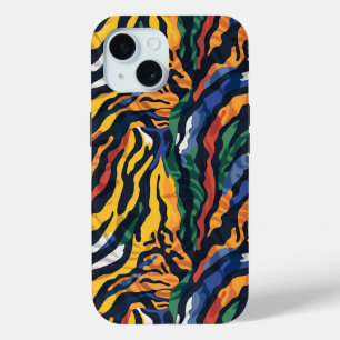 Coque Pour iPhone 15 Tigre coloré Abstrait