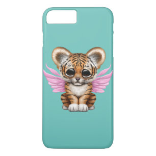 Coque iPhone 8 Plus/7 Plus Tigre CUB mignon avec les ailes féeriques sur le