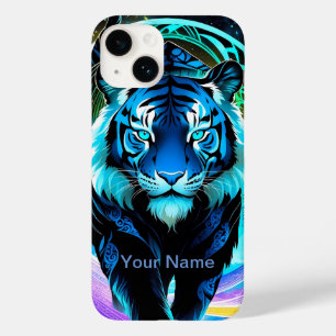 Coque Pour iPhone 14 Tigre luminescent néon mystique et éthéré