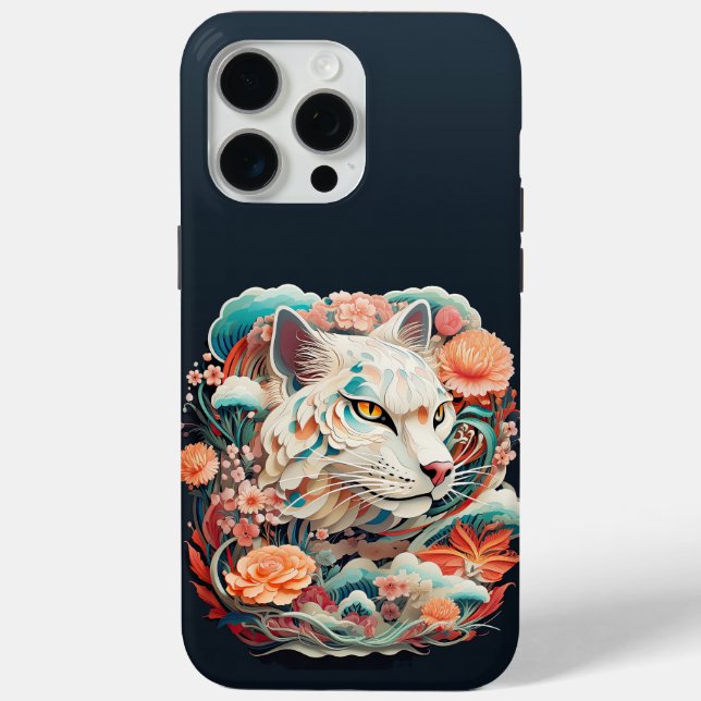 Coques Case-Mate iPhone Tigre mou avec fleurs Papier coupé (Verso)