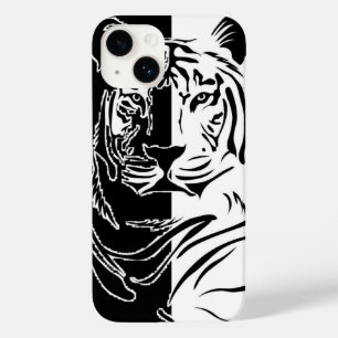 Coque Pour iPhone 14 Tigre Noir Blanc 